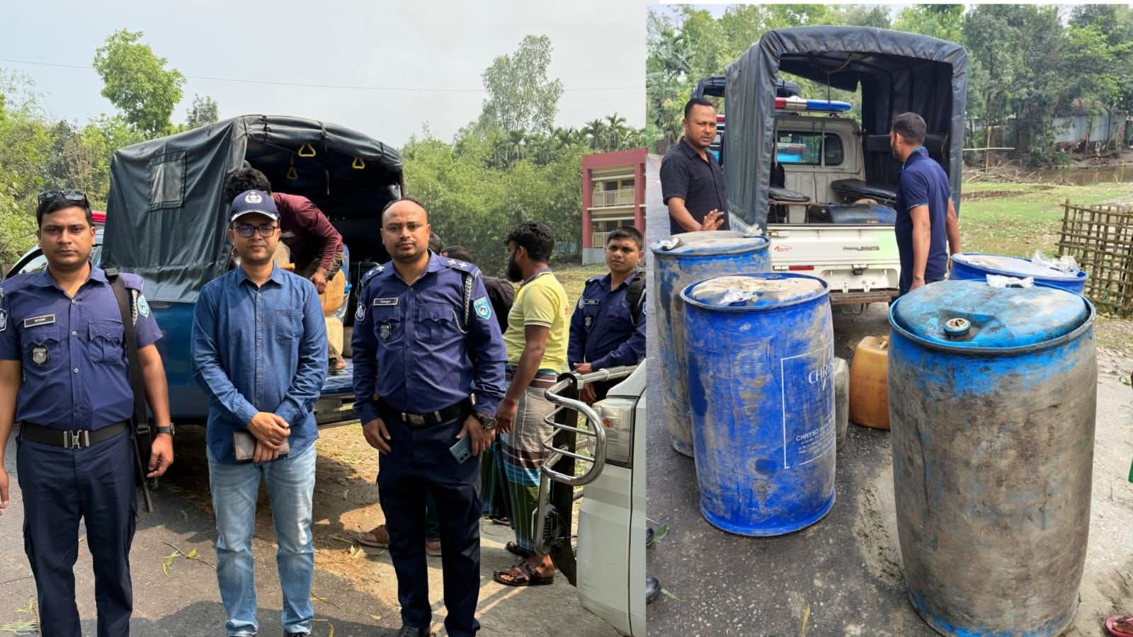 অধিক মূল্যে জ্বালানি তেল বিক্রি বন্ধে ভূরুঙ্গামারীতে পুলিশের অভিযান