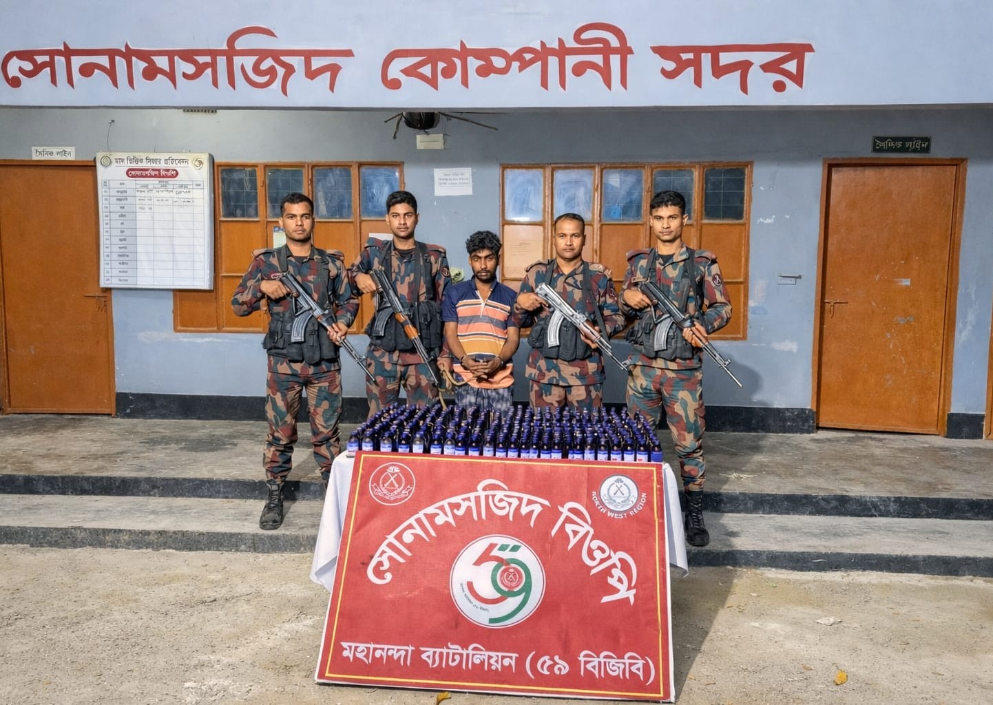 শিবগঞ্জ সীমান্তে ৫৯ বিজিবি’র পৃথক ০২টি অভিযানে ০১জন আসামীসহ ফেন্সিডিল এর বিকল্প ৪২৭ বোতল নেশাজাতীয় সিরাপ এবং ৩১৭০ পিস নেশাজাতীয় ট্যাবলেট আটক