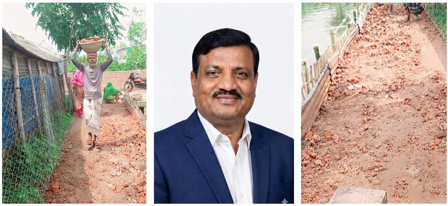 রহনপুর পৌরসভার ৭ নং ওয়ার্ডে নিজ অর্থায়নে রাস্তা নির্মাণ করে এলাকাবাসীর দুর্ভোগ দূর করলেন বিএনপি নেতা আশরাফুল হক